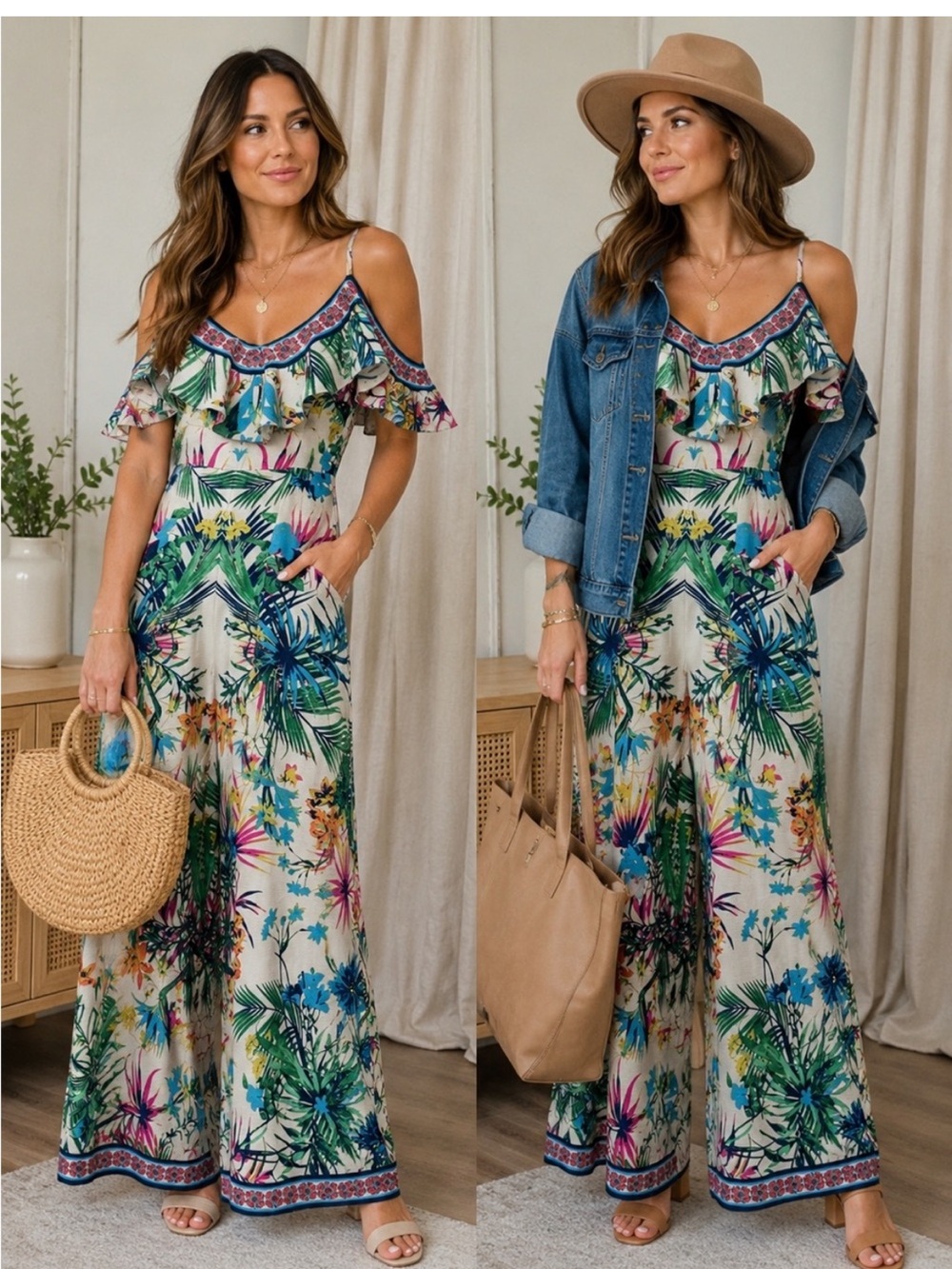 Flying Tomato Pastel Floral jumpsuit in Mint, Pink and Blue